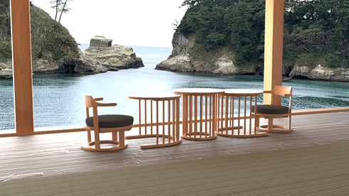 和 モダン おしゃれ インテリア 和室 丸テーブル 60cm 低いテーブル 高さ50cm 1人用テーブル 宴会場 食堂 客室 広縁 まどか 花芯テーブル NT L