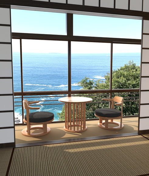 和 モダン おしゃれ インテリア 和室 丸テーブル 60cm 低いテーブル 高さ50cm 1人用テーブル 宴会場 食堂 客室 広縁 まどか 花芯テーブル NT L