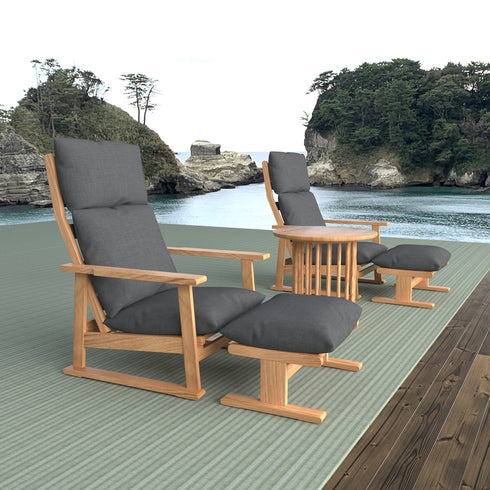 和 モダン おしゃれ インテリア 和室 リクライニングチェア 高座椅子 座面高さ34cm モーション機能 無断階リクライニング オットマン 幅60cm 奥行50cm オーク材 リラックスチェア オーク材 宴会場 食堂 客室 広縁 ラウンジ くつろぎ-オットマン